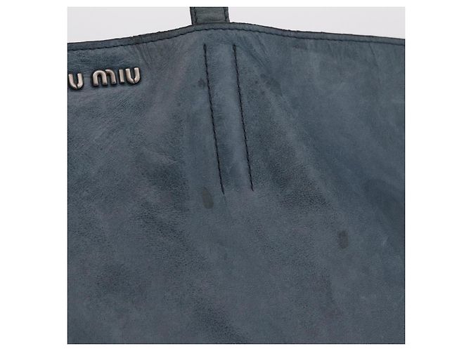 Borsa Tote Miu Miu Pelle Navy Silver Auth 205818 Argento Blu navy - vista 2