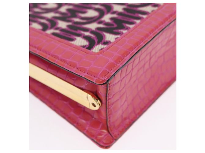 Borsa a Mano Miu Miu Canvas 2way Pink Gold Auth 167644A Rosa D'oro - vista 10