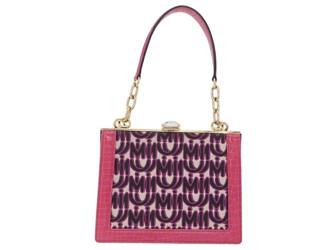 Borsa a Mano Miu Miu Canvas 2way Pink Gold Auth 167644A Rosa D'oro - vista 2