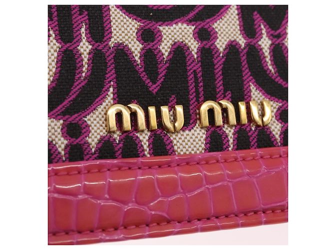 Borsa a Mano Miu Miu Canvas 2way Pink Gold Auth 167644A Rosa D'oro - vista 22