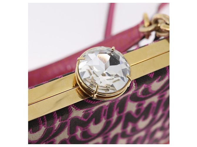 Borsa a Mano Miu Miu Canvas 2way Pink Gold Auth 167644A Rosa D'oro - vista 23
