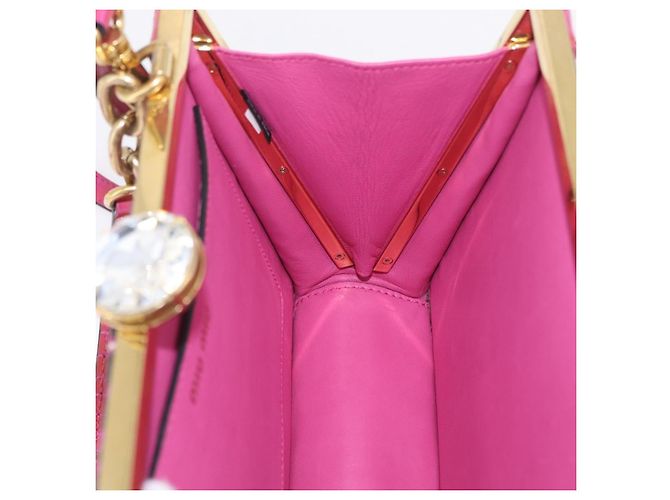 Borsa a Mano Miu Miu Canvas 2way Pink Gold Auth 167644A Rosa D'oro - vista 25