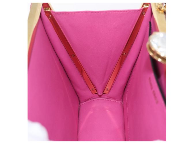 Borsa a Mano Miu Miu Canvas 2way Pink Gold Auth 167644A Rosa D'oro - vista 26