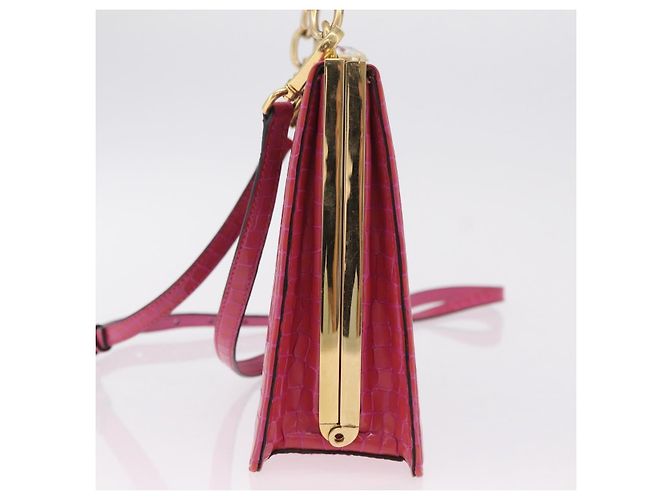Borsa a Mano Miu Miu Canvas 2way Pink Gold Auth 167644A Rosa D'oro - vista 3