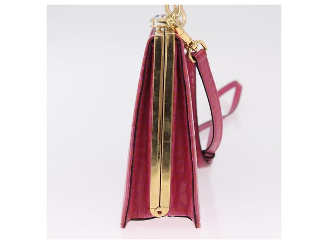 Borsa a Mano Miu Miu Canvas 2way Pink Gold Auth 167644A Rosa D'oro - vista 4