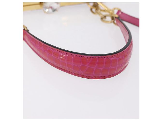 Borsa a Mano Miu Miu Canvas 2way Pink Gold Auth 167644A Rosa D'oro - vista 7