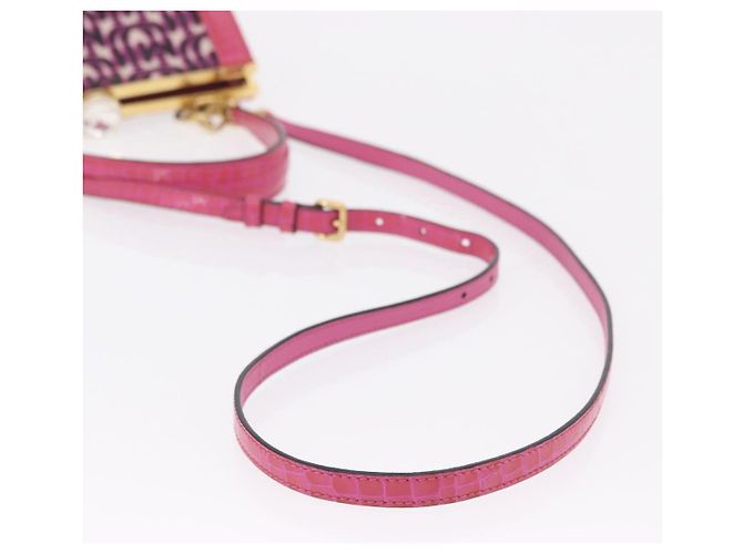 Borsa a Mano Miu Miu Canvas 2way Pink Gold Auth 167644A Rosa D'oro - vista 8