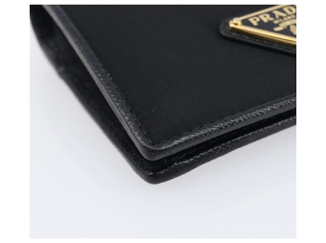 PRADA Bifold Wallet Nylon Black Gold Auth 205242M Golden - view 14