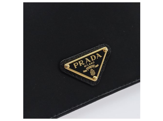 PRADA Bifold Wallet Nylon Black Gold Auth 205242M Golden - view 17