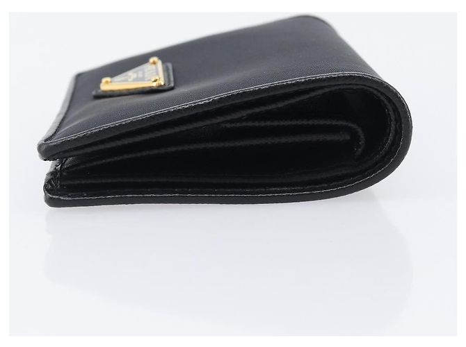 PRADA Bifold Wallet Nylon Black Gold Auth 205242M Golden - view 3