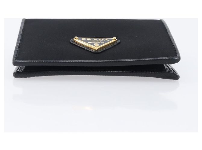 PRADA Bifold Wallet Nylon Black Gold Auth 205242M Golden - view 6