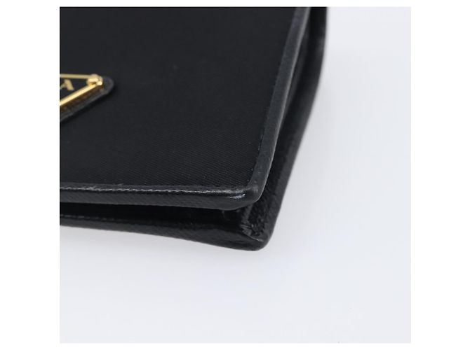 PRADA Bifold Wallet Nylon Black Gold Auth 205242M Golden - view 7