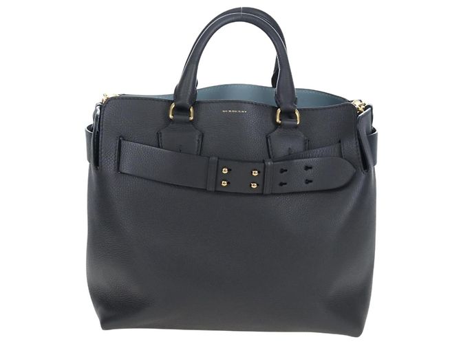 BURBERRY Handtasche Leder 2way Grau Gold Auth 206737A Braun Golden - Ansicht 13