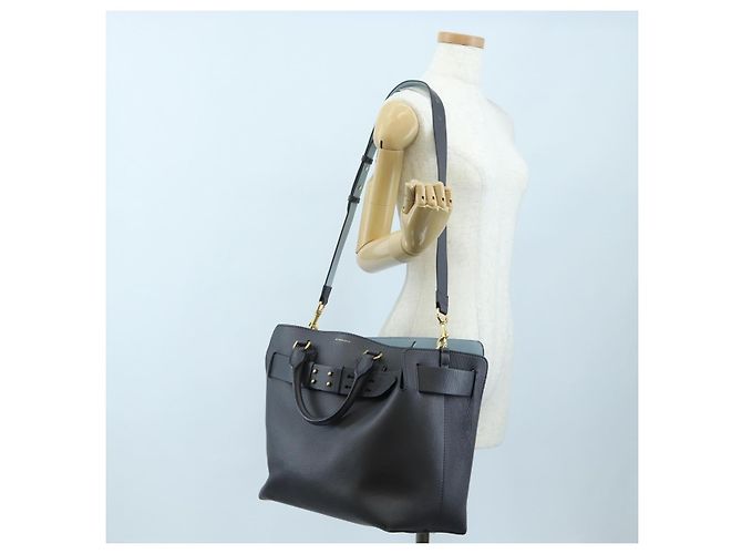 BURBERRY Handtasche Leder 2way Grau Gold Auth 206737A Braun Golden - Ansicht 28