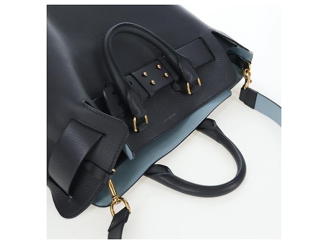 BURBERRY Handtasche Leder 2way Grau Gold Auth 206737A Braun Golden - Ansicht 6