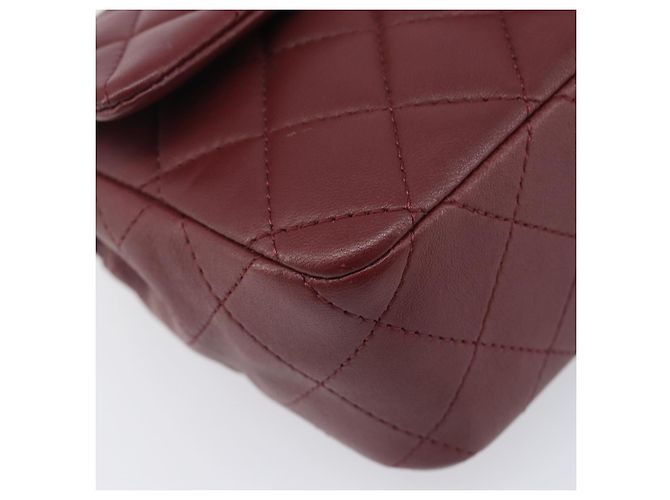 CHANEL Mini Matelasse 20 Kettentasche Lammleder Bordeaux Silber CC Auth 206388SM - Ansicht 16