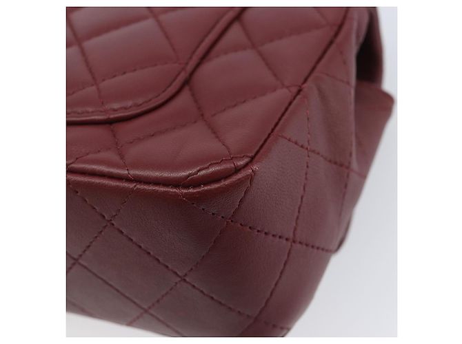 CHANEL Mini Matelasse 20 Kettentasche Lammleder Bordeaux Silber CC Auth 206388SM - Ansicht 17