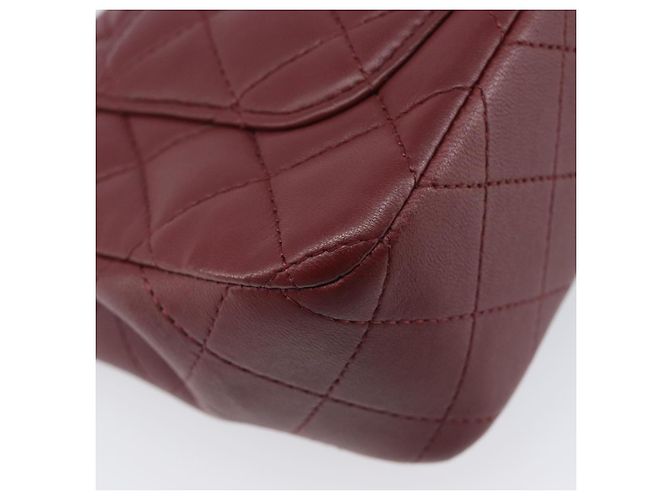CHANEL Mini Matelasse 20 Kettentasche Lammleder Bordeaux Silber CC Auth 206388SM - Ansicht 18