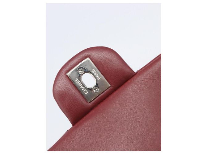 CHANEL Mini Matelasse 20 Kettentasche Lammleder Bordeaux Silber CC Auth 206388SM - Ansicht 21