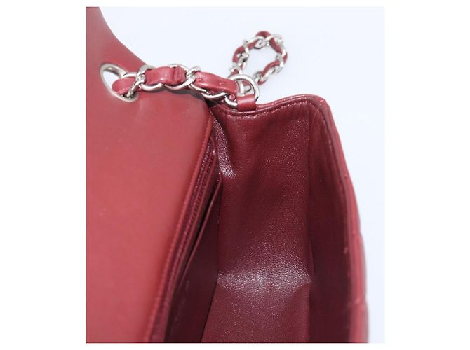CHANEL Mini Matelasse 20 Kettentasche Lammleder Bordeaux Silber CC Auth 206388SM - Ansicht 23