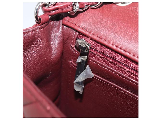 CHANEL Mini Matelasse 20 Kettentasche Lammleder Bordeaux Silber CC Auth 206388SM - Ansicht 25