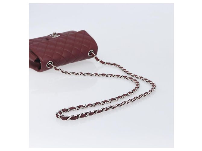 CHANEL Mini Matelasse 20 Kettentasche Lammleder Bordeaux Silber CC Auth 206388SM - Ansicht 7