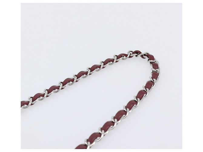 CHANEL Mini Matelasse 20 Kettentasche Lammleder Bordeaux Silber CC Auth 206388SM - Ansicht 8