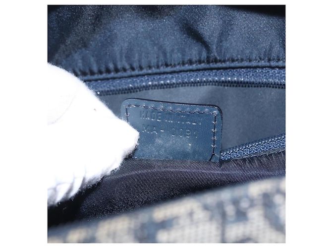 Borsa a mano Christian Dior Trotter Canvas Double Saddle Navy Gold Tone Auth ka6525A Blu navy - vista 10