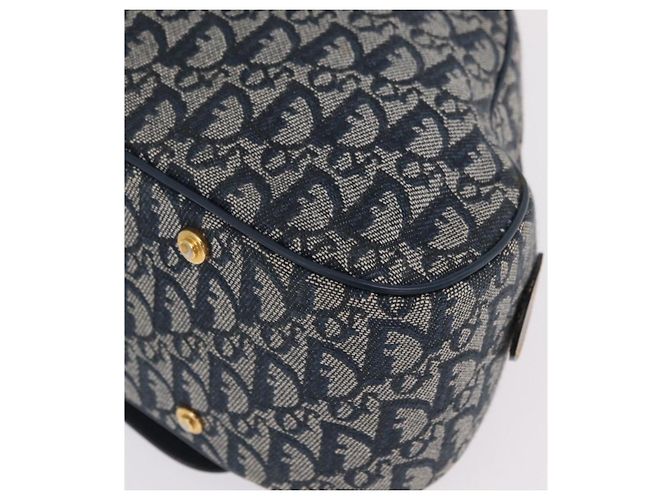 Borsa a mano Christian Dior Trotter Canvas Double Saddle Navy Gold Tone Auth ka6525A Blu navy - vista 16