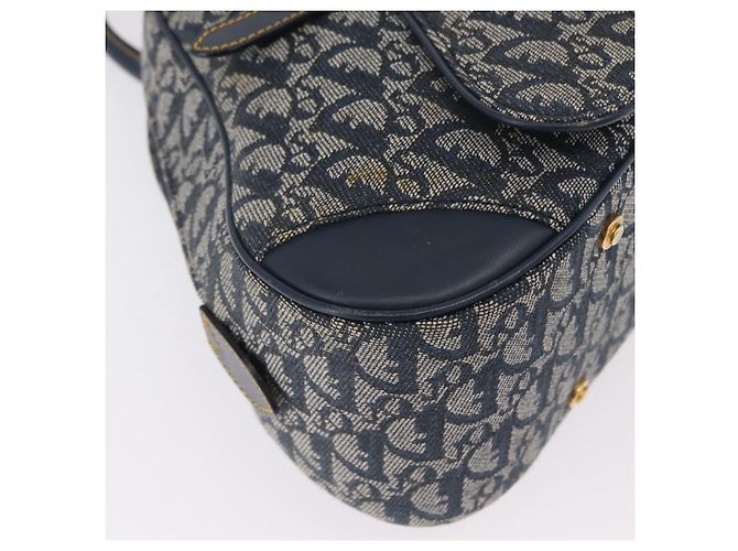 Borsa a mano Christian Dior Trotter Canvas Double Saddle Navy Gold Tone Auth ka6525A Blu navy - vista 17