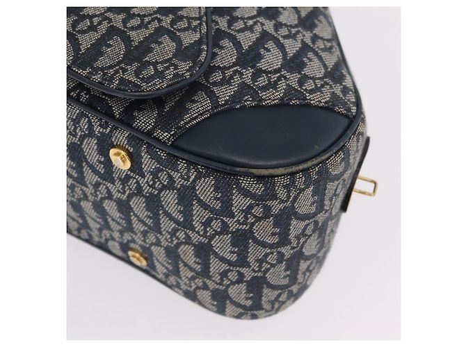 Borsa a mano Christian Dior Trotter Canvas Double Saddle Navy Gold Tone Auth ka6525A Blu navy - vista 18