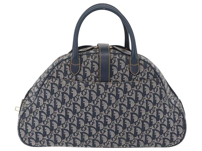 Borsa a mano Christian Dior Trotter Canvas Double Saddle Navy Gold Tone Auth ka6525A Blu navy - vista 2