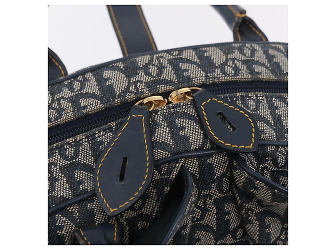 Borsa a mano Christian Dior Trotter Canvas Double Saddle Navy Gold Tone Auth ka6525A Blu navy - vista 20