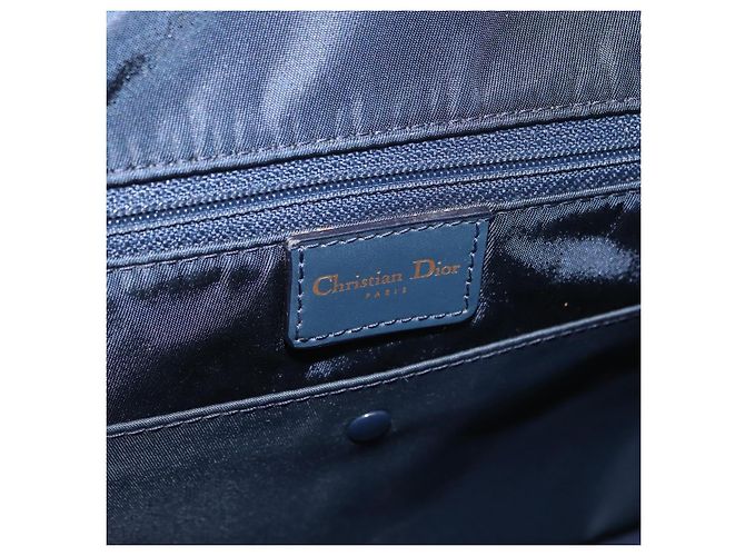 Borsa a mano Christian Dior Trotter Canvas Double Saddle Navy Gold Tone Auth ka6525A Blu navy - vista 21