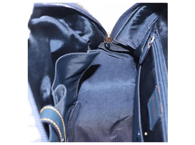 Borsa a mano Christian Dior Trotter Canvas Double Saddle Navy Gold Tone Auth ka6525A Blu navy - vista 23