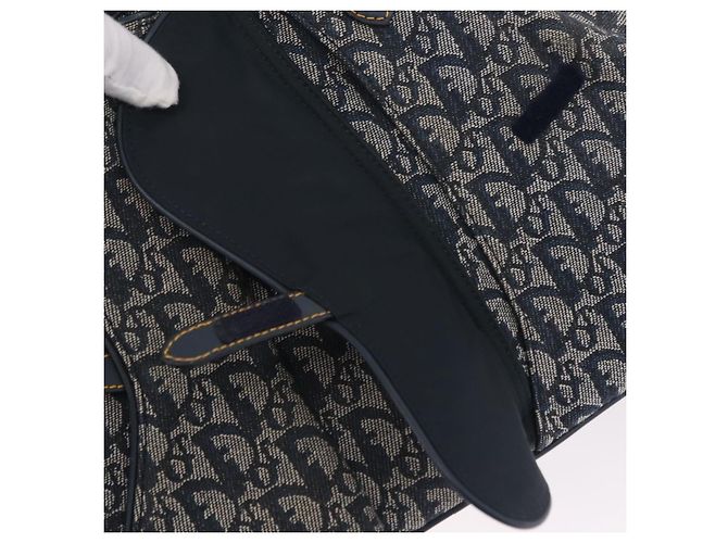 Borsa a mano Christian Dior Trotter Canvas Double Saddle Navy Gold Tone Auth ka6525A Blu navy - vista 26