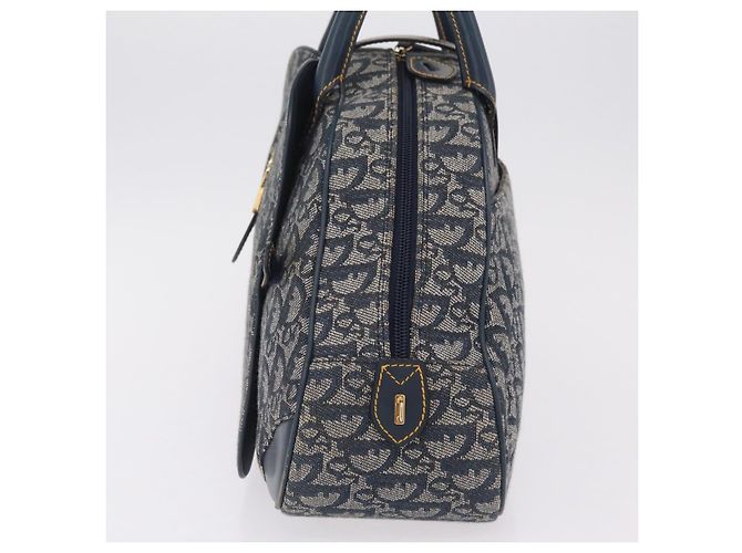 Borsa a mano Christian Dior Trotter Canvas Double Saddle Navy Gold Tone Auth ka6525A Blu navy - vista 3