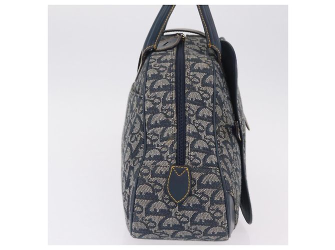 Borsa a mano Christian Dior Trotter Canvas Double Saddle Navy Gold Tone Auth ka6525A Blu navy - vista 4