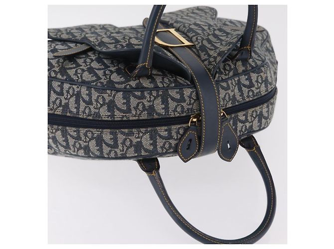 Borsa a mano Christian Dior Trotter Canvas Double Saddle Navy Gold Tone Auth ka6525A Blu navy - vista 7