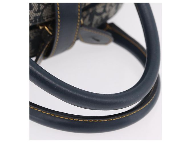 Borsa a mano Christian Dior Trotter Canvas Double Saddle Navy Gold Tone Auth ka6525A Blu navy - vista 8