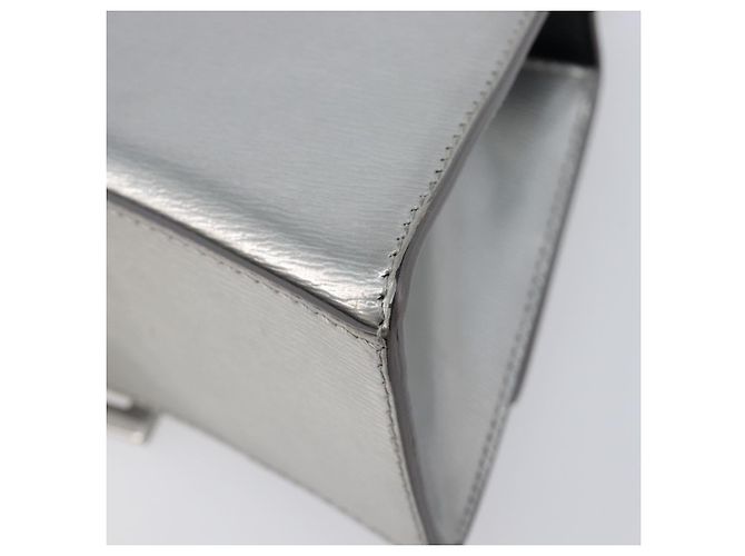 Balenciaga Hour Glass Hand Bag Leather 2way Silver 592833 Auth LN068A Silvery - view 18