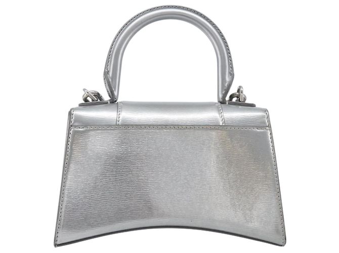Balenciaga Hour Glass Hand Bag Leather 2way Silver 592833 Auth LN068A Silvery - view 2