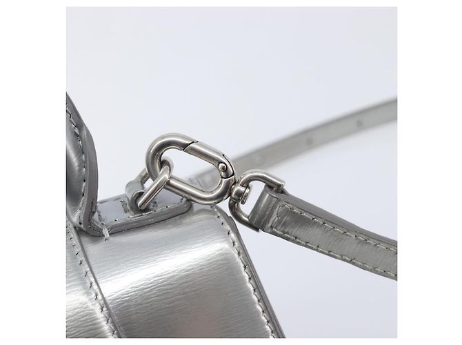 Balenciaga Hour Glass Hand Bag Leather 2way Silver 592833 Auth LN068A Silvery - view 21