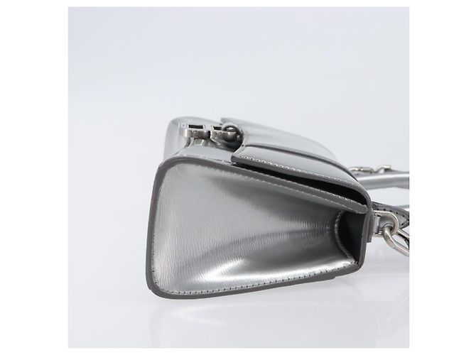Balenciaga Hour Glass Hand Bag Leather 2way Silver 592833 Auth LN068A Silvery - view 3