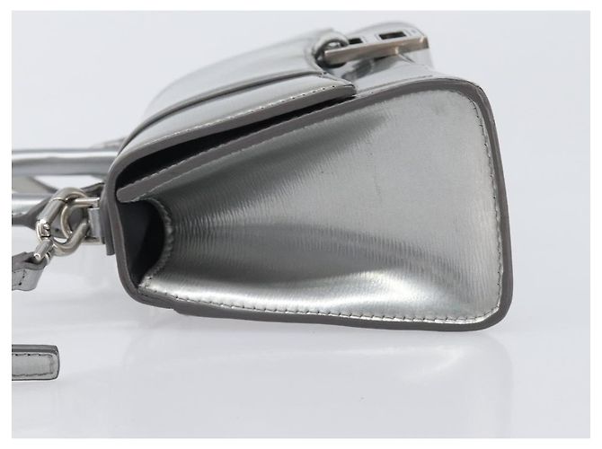 Balenciaga Hour Glass Hand Bag Leather 2way Silver 592833 Auth LN068A Silvery - view 4