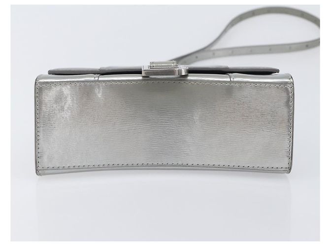 Balenciaga Hour Glass Hand Bag Leather 2way Silver 592833 Auth LN068A Silvery - view 5