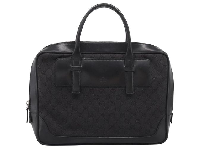 Borsa Tote GUCCI GG Supreme Nero Argento 101666 Auth 205293 - vista 13
