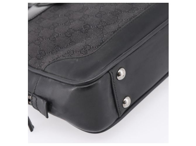 Borsa Tote GUCCI GG Supreme Nero Argento 101666 Auth 205293 - vista 15