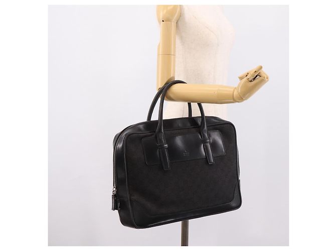 Borsa Tote GUCCI GG Supreme Nero Argento 101666 Auth 205293 - vista 24