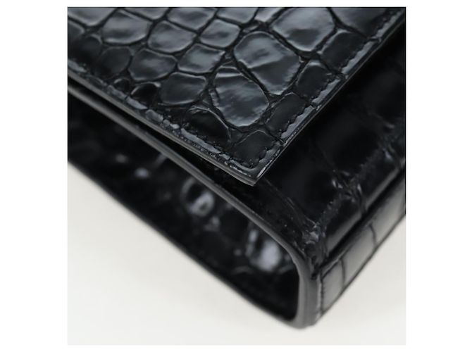 Autre Marque Borsa a tracolla Saint Laurent Chain Kate in pelle nera e argento Auth 206718V Nero - vista 15